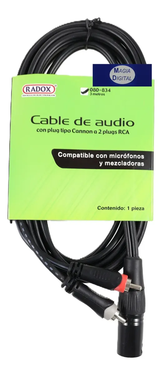 Cable Cannon Xlr A 2rca Radox 080-834 3metros Calidad