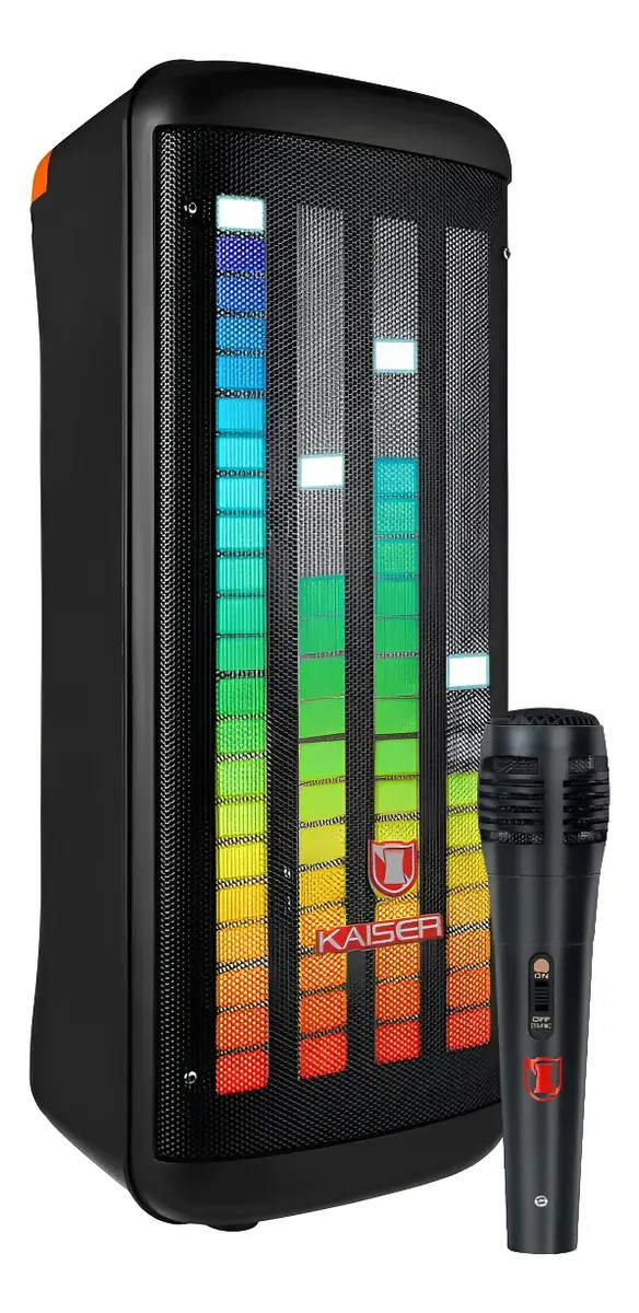 Bafle 2x8 PuLG Kaiser 7200w Luz Ecualizador/micró, Msa-0109 Negro